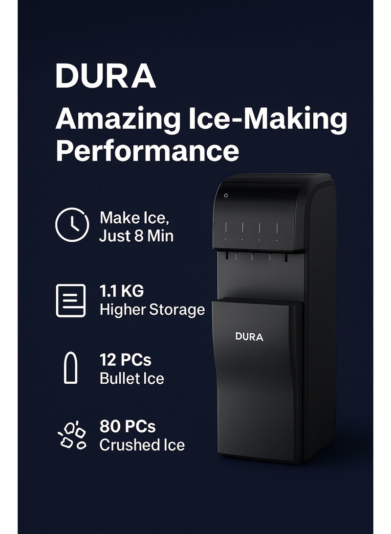 دورا موزع مياه DURA 5 في 1 بتحميل سفلي مع صانع ثلج وكسارة، مياه ساخنة وباردة ودرجة حرارة الغرفة، بدون لمس مزدوج، سعة كبيرة، تعقيم بالأشعة فوق البنفسجية LED، توزيع لوحة اللمس - Image 2