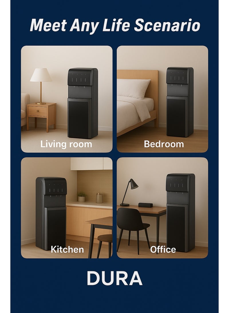 دورا موزع مياه DURA 5 في 1 بتحميل سفلي مع صانع ثلج وكسارة، مياه ساخنة وباردة ودرجة حرارة الغرفة، بدون لمس مزدوج، سعة كبيرة، تعقيم بالأشعة فوق البنفسجية LED، توزيع لوحة اللمس - Image 3