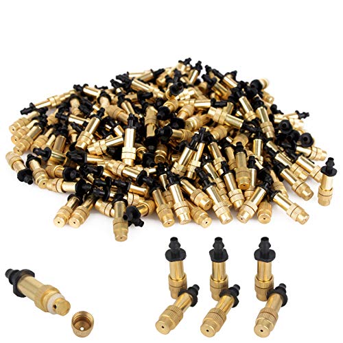 LHX 20 pcs Irrigation System Copper Nozzle Adjustable Spray Nozzle Garden Water Cooling System Irrigation Greenhouse Vegetables Lawn Watering Nozzle (Black Gold 04) - Image 1