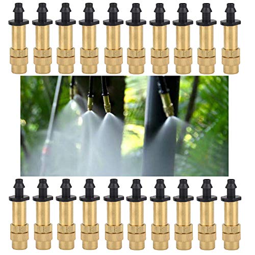 LHX 20 pcs Irrigation System Copper Nozzle Adjustable Spray Nozzle Garden Water Cooling System Irrigation Greenhouse Vegetables Lawn Watering Nozzle (Black Gold 04) - Image 2