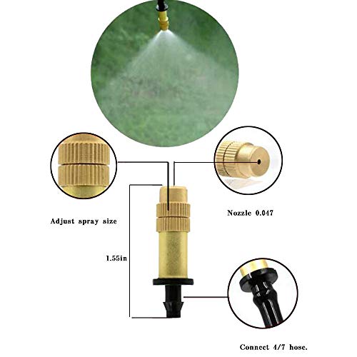 LHX 20 pcs Irrigation System Copper Nozzle Adjustable Spray Nozzle Garden Water Cooling System Irrigation Greenhouse Vegetables Lawn Watering Nozzle (Black Gold 04) - Image 4