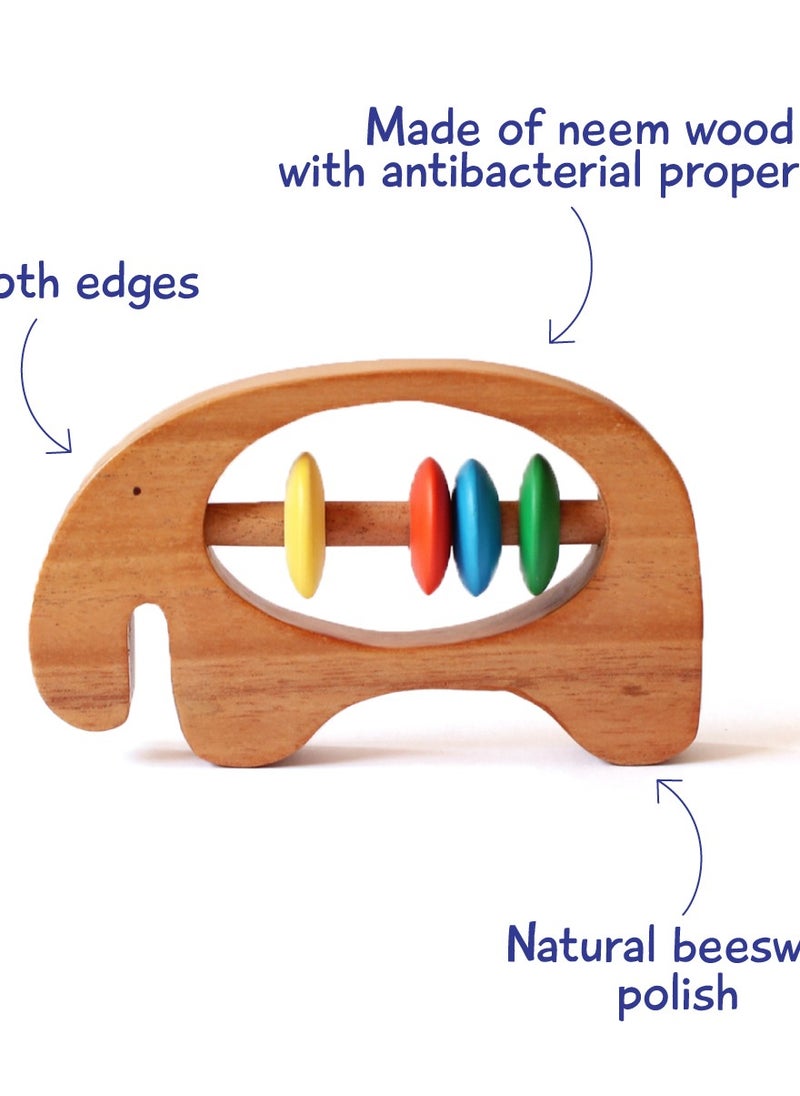 Shumee - Shumee Ele ( Elephant) Shaped Wooden Rattle - Image 1