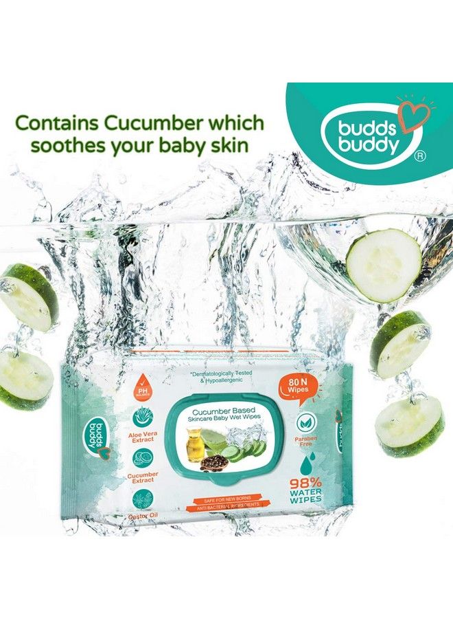 BuddsBuddy Cucumber Based Natural Wipes For Babies With Lid ; Aloe Vera Extract & Castor Oil ; Moisturizing Wipes For Baby Skin ; Antibacterial Baby Wipes ; 320 Pieces ; Combo Of 4 X 80 Pieces - Image 5