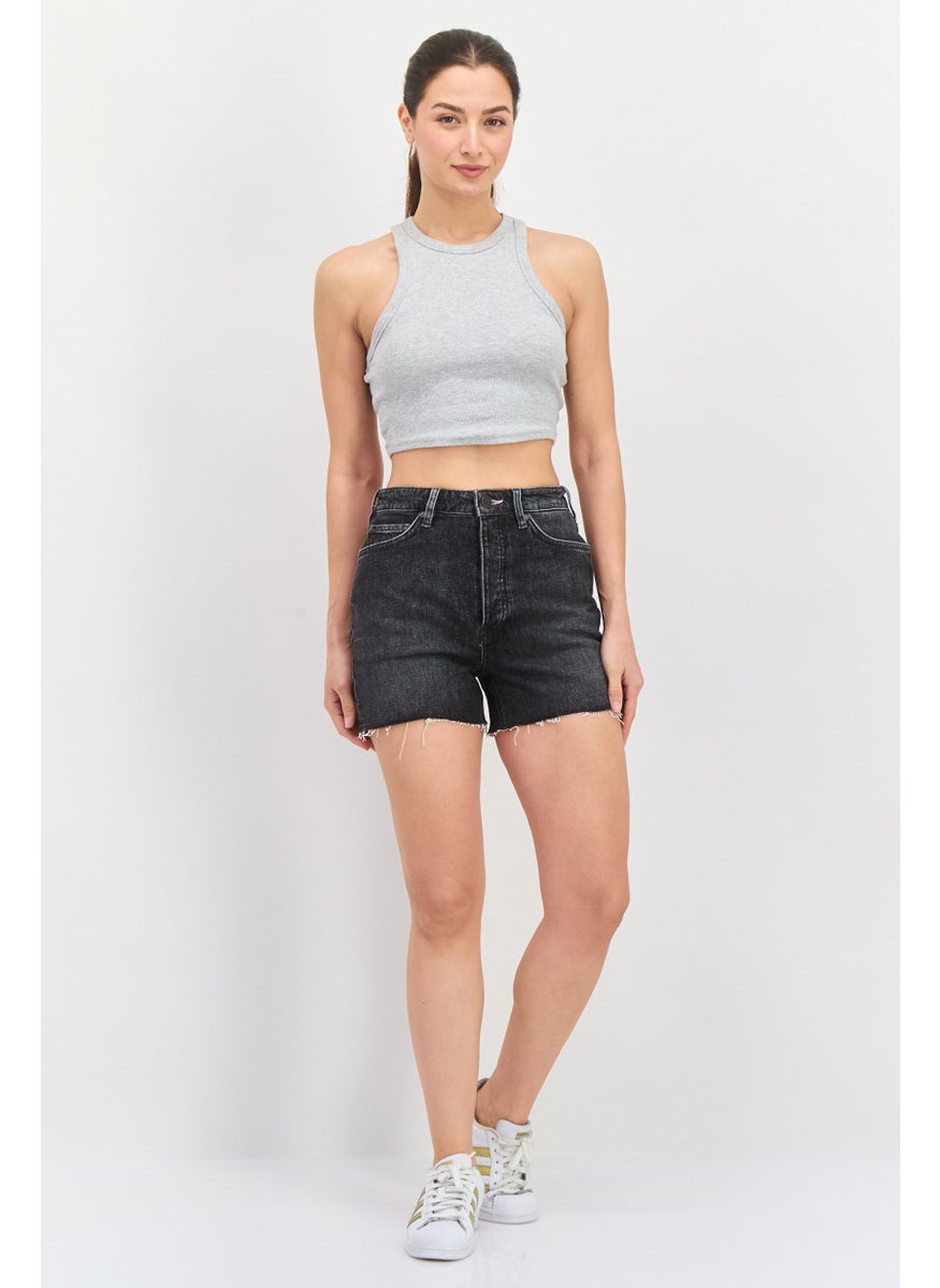 Scotch & Soda Women Washed Denim Short, Black  - Image 3