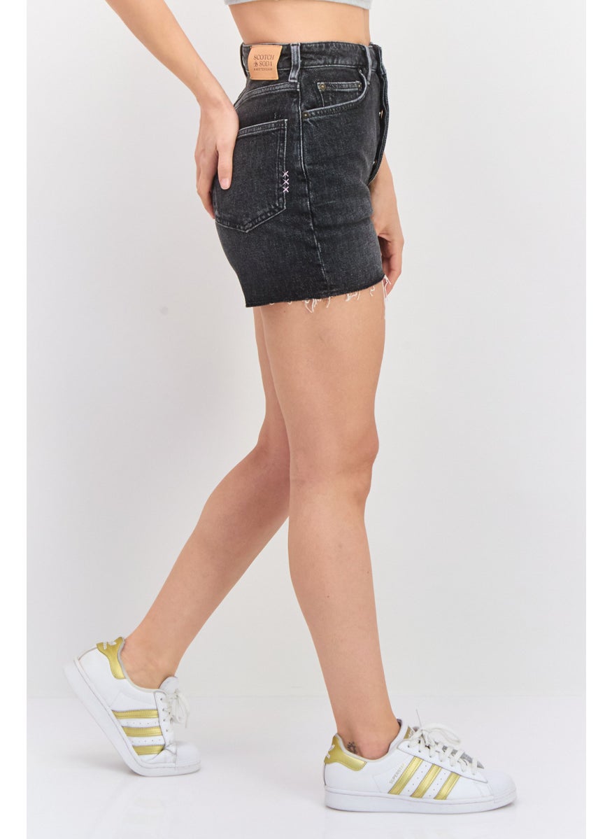 Scotch & Soda Women Washed Denim Short, Black  - Image 4