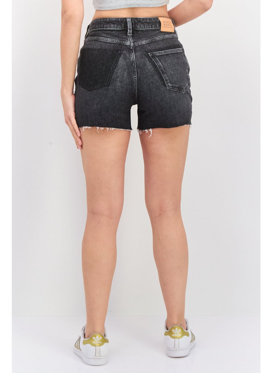 Scotch & Soda Women Washed Denim Short, Black  - Image 2