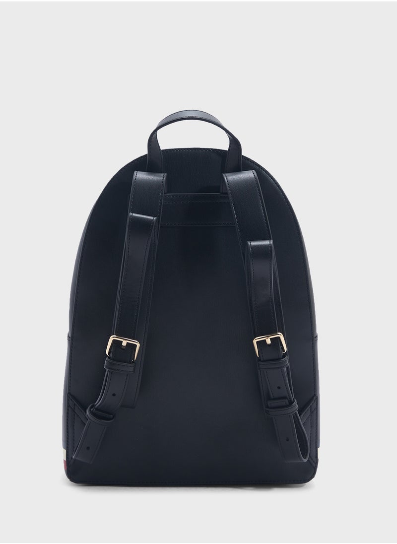 Logo Detail Top Handle Backpack