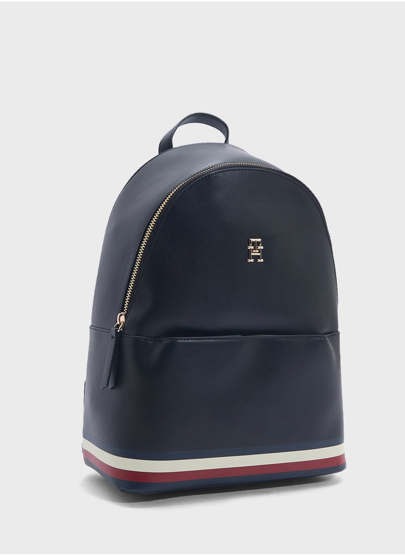 Logo Detail Top Handle Backpack