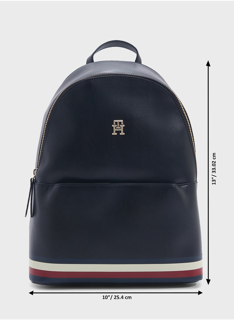 Logo Detail Top Handle Backpack