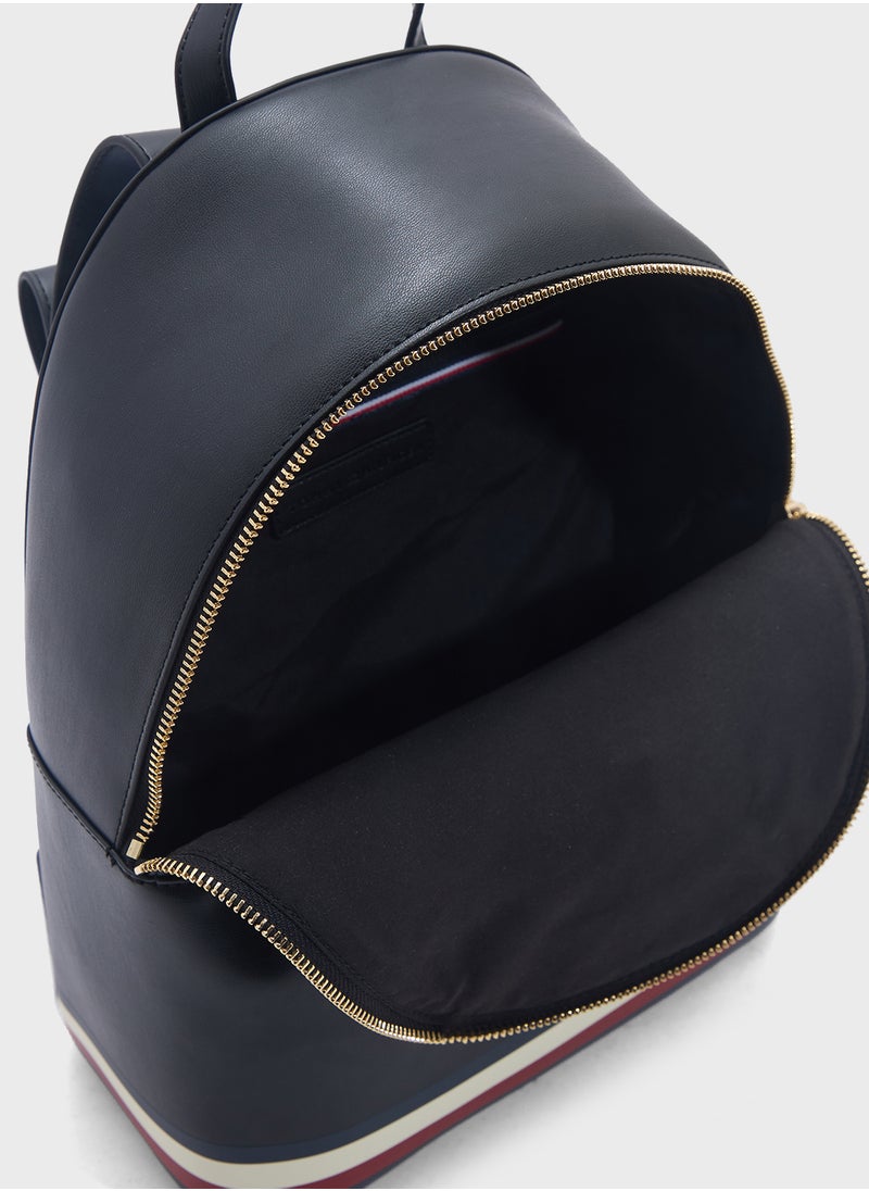 Logo Detail Top Handle Backpack