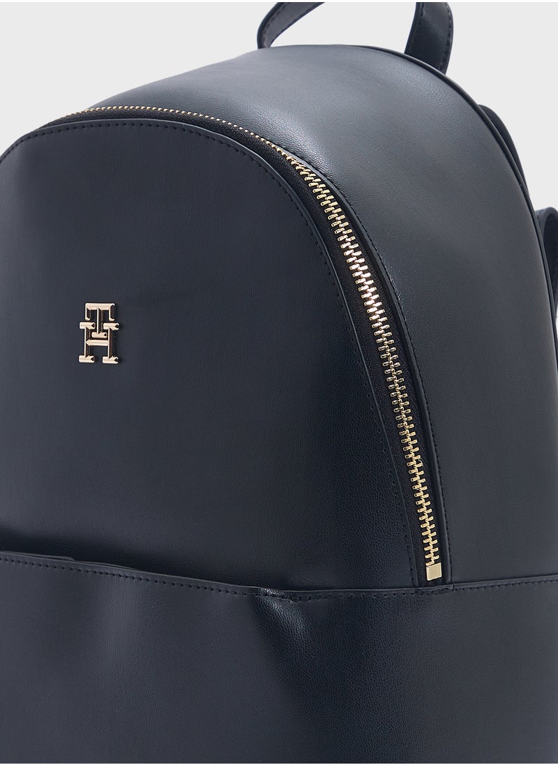 Logo Detail Top Handle Backpack