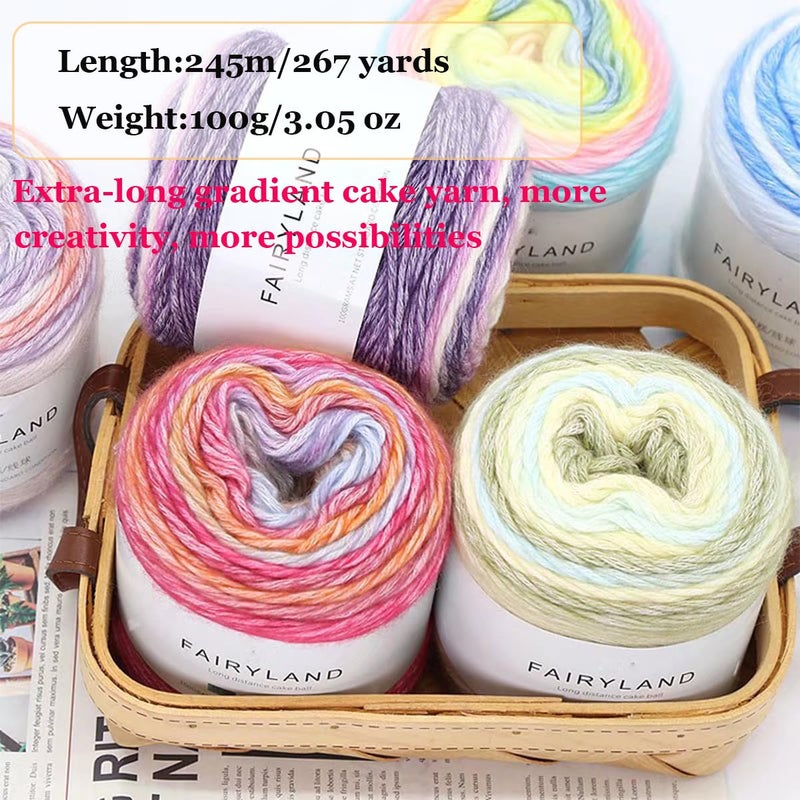 Weabetfu Yarn for Crocheting-Gradient Cake Yarn OmbrÃ© with Vibrant Colors-4x100g 60% Cotton 30% Acrylic 10% Wool,Colorful Soft Rainbow Cotton Perfect for Shawls,Scarves,Sweater and Blanket - Image 2