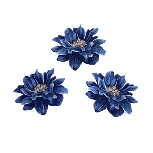 GARAAN - Machine Embroidered Applique, Embroidery Patch, Sew on Patches, DIY Projects, Dahlia Flower (Pack of 3) (Denim) - Image 3