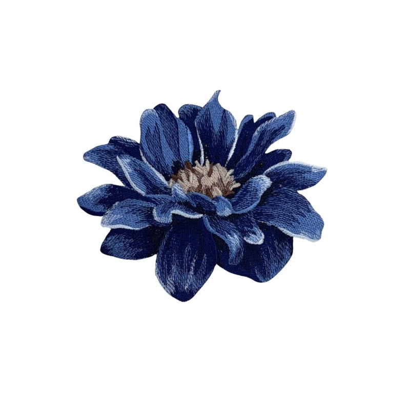 GARAAN - Machine Embroidered Applique, Embroidery Patch, Sew on Patches, DIY Projects, Dahlia Flower (Pack of 3) (Denim) - Image 4