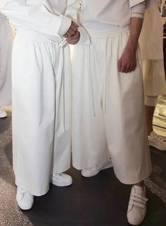 Spring and autumn new style white loose nine-point wide-leg pants  - Image 2