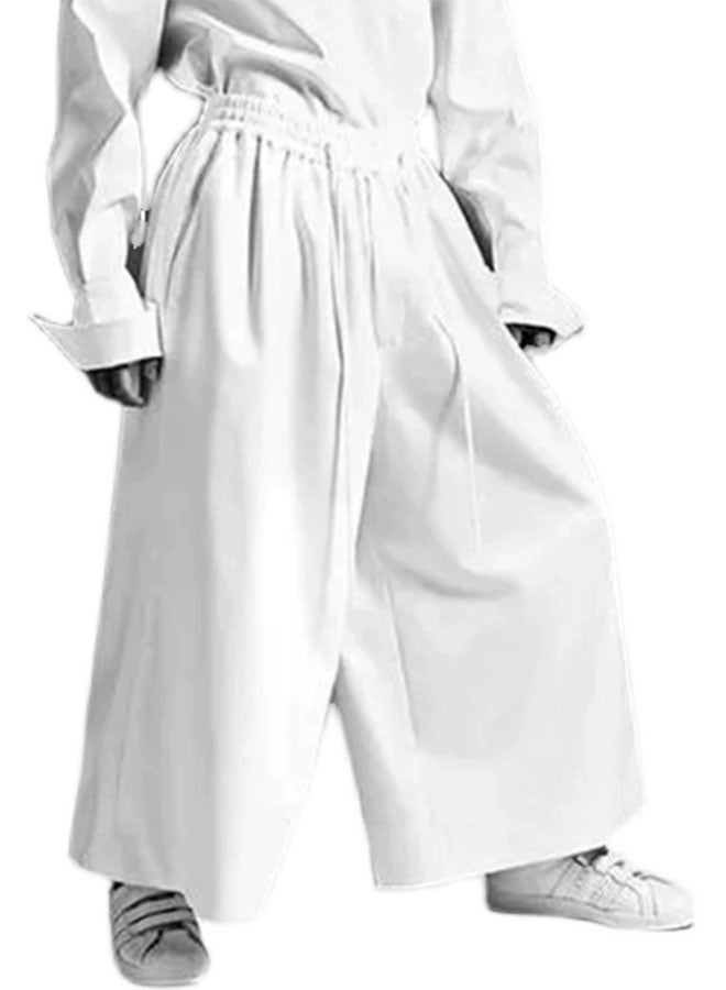 Spring and autumn new style white loose nine-point wide-leg pants  - Image 1
