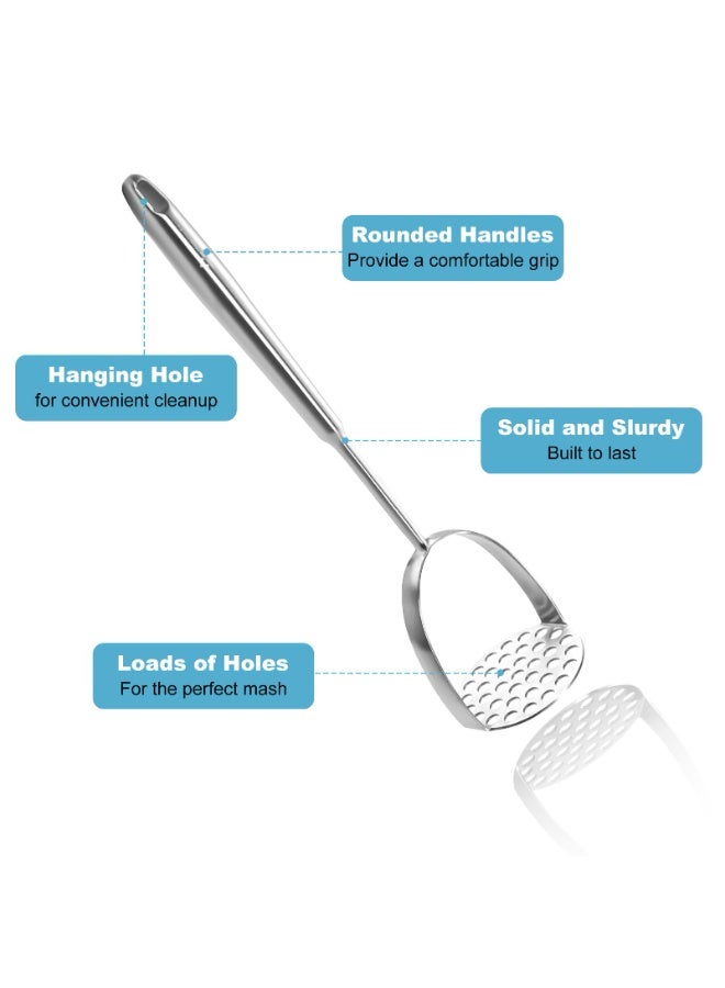 Potato Masher Stainless Steel - Mashed Potato Masher Kitchen Utensil，Potato Smasher For Potatoes, Bean, Vegetable & Fruits，Pet Food, Heavy Duty Metal Avocados Smasher Tool, Dishwasher Safe, 14 Inch  - Image 3