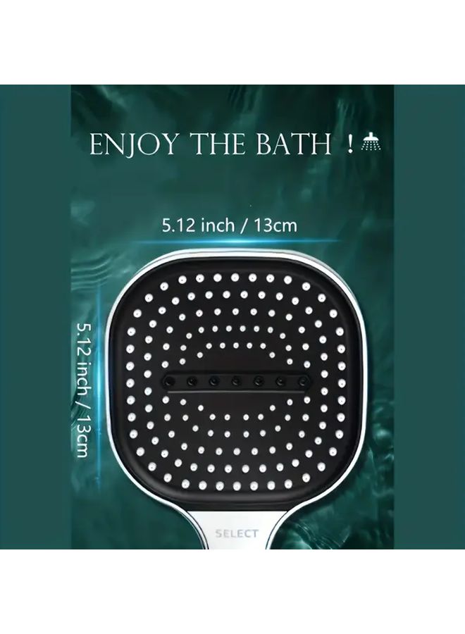 Shower Head Silvery Nozzle Water Saving Wide Panel Anti Clog Bathtub Shower System 3 Spray Mode Square Thickened Nozzle Diameter - Image 3