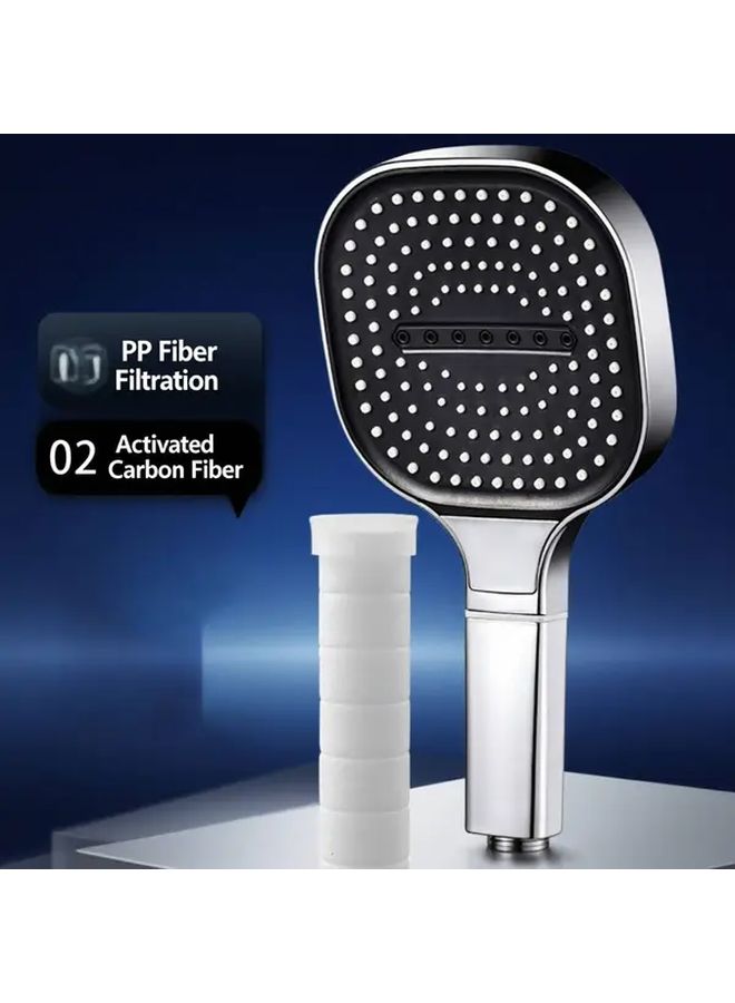 Shower Head Silvery Nozzle Water Saving Wide Panel Anti Clog Bathtub Shower System 3 Spray Mode Square Thickened Nozzle Diameter - Image 2