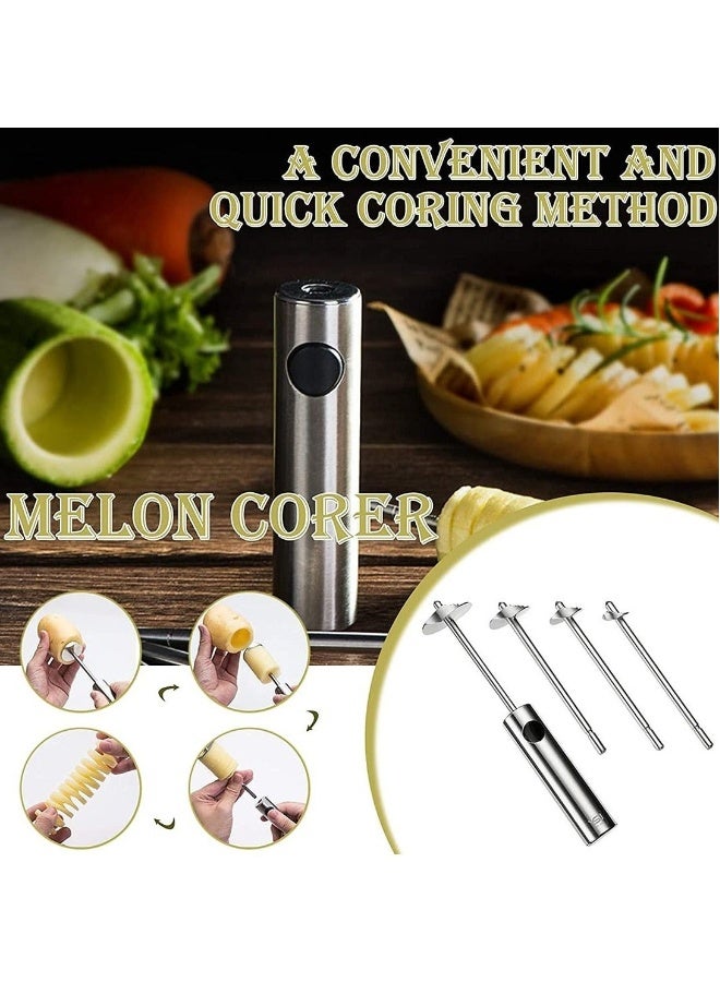 Fruit Corer,  Vegetable Digging Rotating Drill Stainless Steel Fruit Corer Apple Corer Set Core Remover Tool for Apple/Pear/Cherry for Children Food... - Image 2