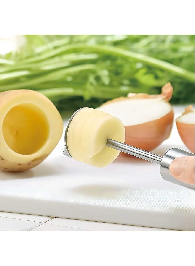 Fruit Corer,  Vegetable Digging Rotating Drill Stainless Steel Fruit Corer Apple Corer Set Core Remover Tool for Apple/Pear/Cherry for Children Food... - Image 5