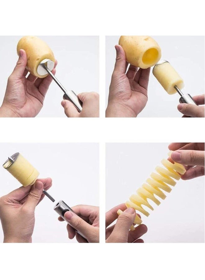 Fruit Corer,  Vegetable Digging Rotating Drill Stainless Steel Fruit Corer Apple Corer Set Core Remover Tool for Apple/Pear/Cherry for Children Food... - Image 3