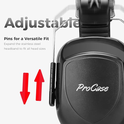 ProCase NRR 28dB Noise Reduction Ear Muffs Foldable Adjustable Passive Noise Cancelling Headphones for Adults Kids Autism Hearing Protection for Shooting Construction Mowing Studying Red - Image 3