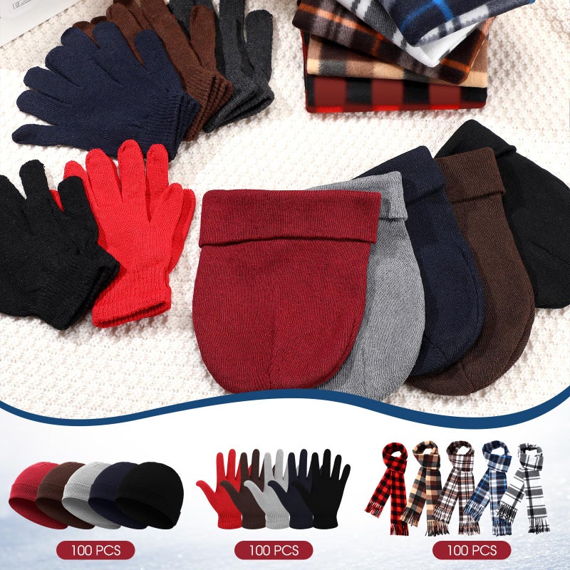 Cuffbow Unisex Winter Accessory Set Adults Winter Kit Included Scarves Warm Beanie Hats Knitted Gloves(150 Pcs,Classic) - Image 4