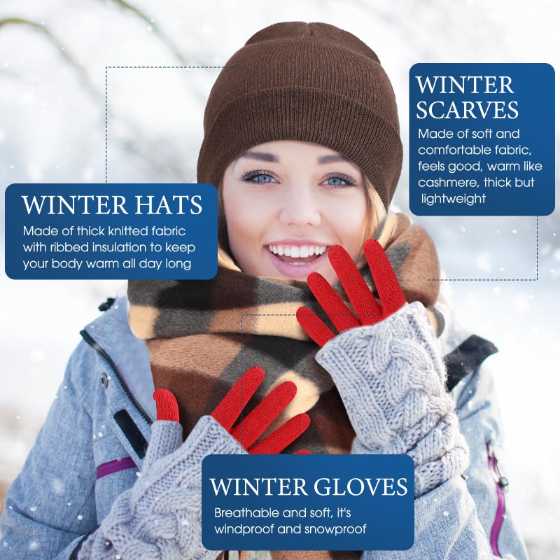 Cuffbow Unisex Winter Accessory Set Adults Winter Kit Included Scarves Warm Beanie Hats Knitted Gloves(150 Pcs,Classic) - Image 5