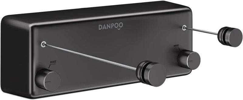 Danpoo Retractable Clothesline Outdoor Heavy Duty, 2x13.8ft Stainless Steel Double Clothes Line for Outdoors - for Patio/Backyard/RV Wall Mounting(Black) - Image 1
