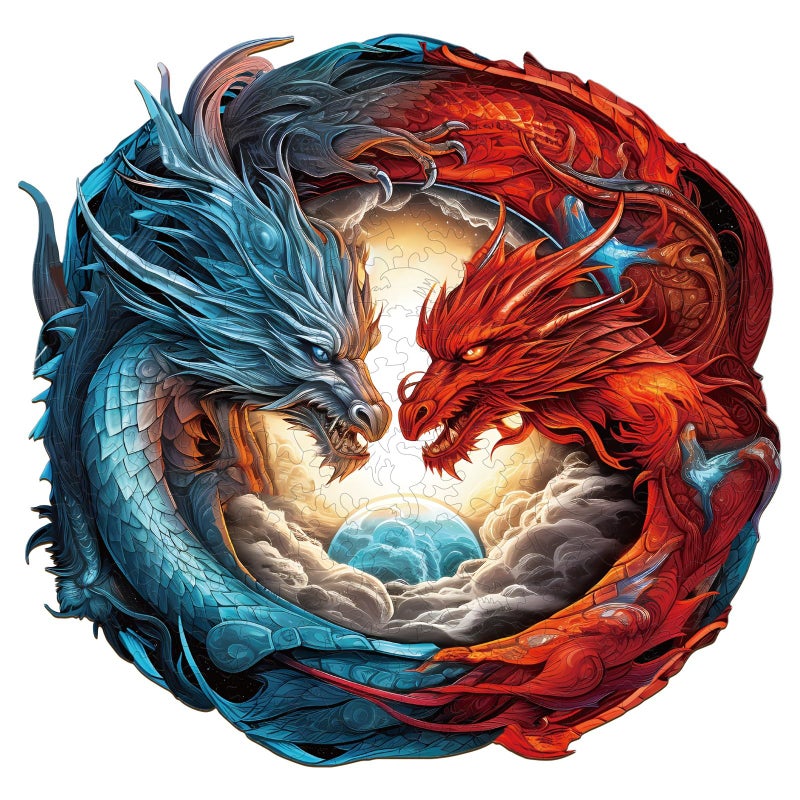WOODBESTS Wooden Puzzle for Adults YinYang Dragon Puzzle M 200pcs 113x109 Beautiful Wooden Box Wooden Jigsaw Puzzles Unique Shape Birthday Gifts for Adults and Kids Family Game - Image 3