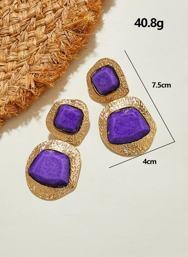 تايك تو أقراط بحجر بنفسجي