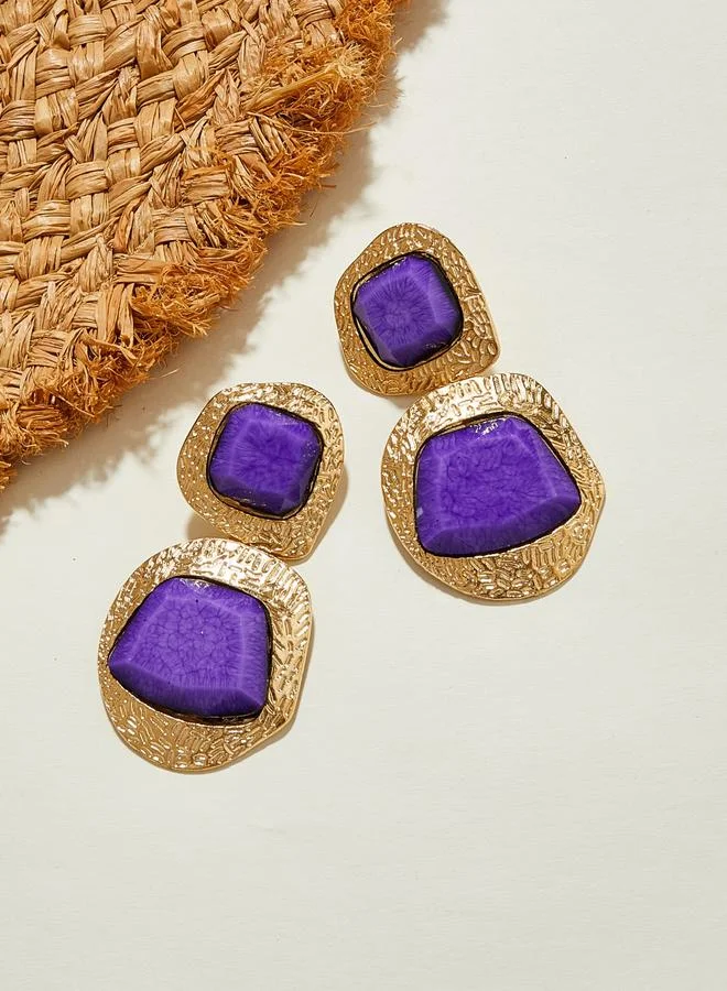 Take Two Purple Stone Stud Earrings
