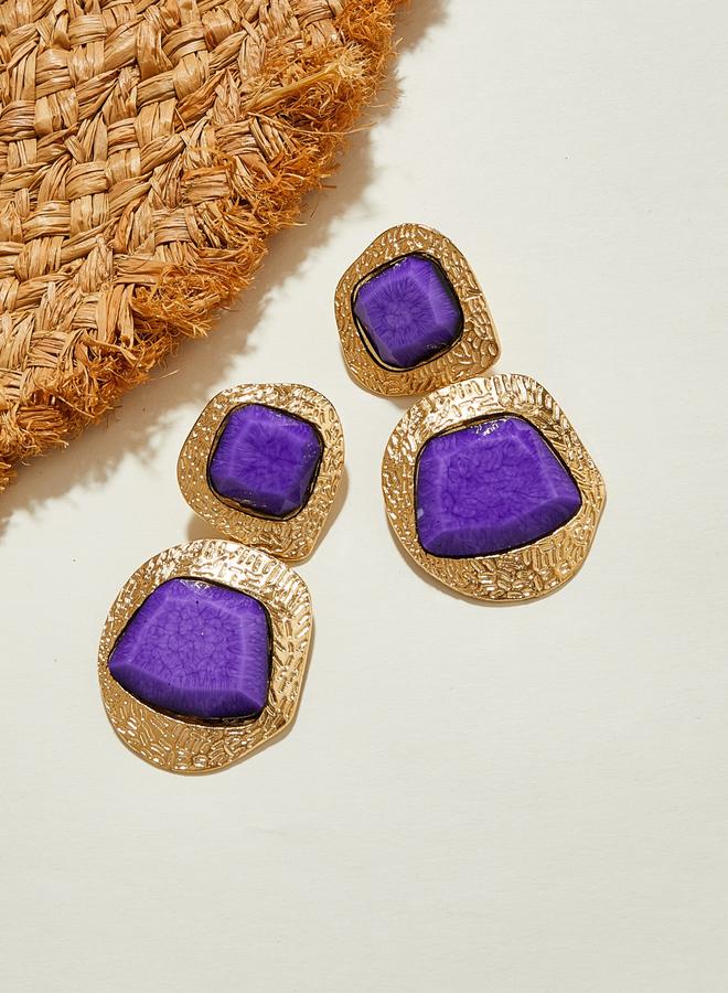Take Two Purple Stone Stud Earrings - Image 1