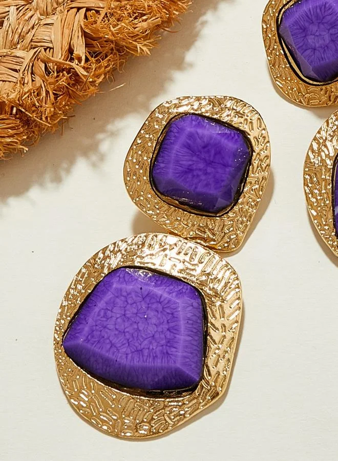 Take Two Purple Stone Stud Earrings