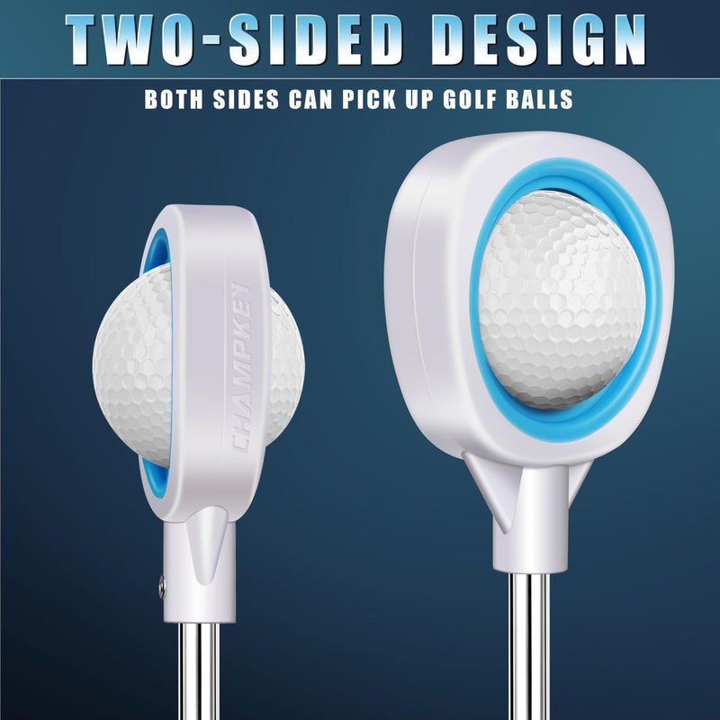 CHAMPKEY Pressure Golf Ball Retriever Performance Version - Thicken Stainless Steel Shaft with Rubber Grip Golf Retriever - Available in 9Ft / 12Ft / 14.5Ft / 16.3Ft - Image 2