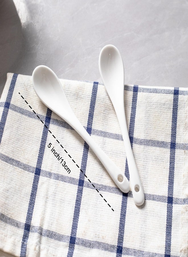 MIUFA 6PCS Porcelain White Coffee Spoons Espresso Tea Sauce and Desserts Ceramic Spoons - Image 2