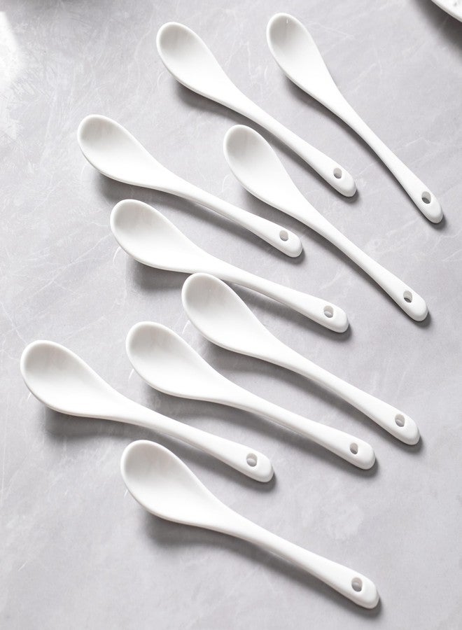 MIUFA 6PCS Porcelain White Coffee Spoons Espresso Tea Sauce and Desserts Ceramic Spoons - Image 5