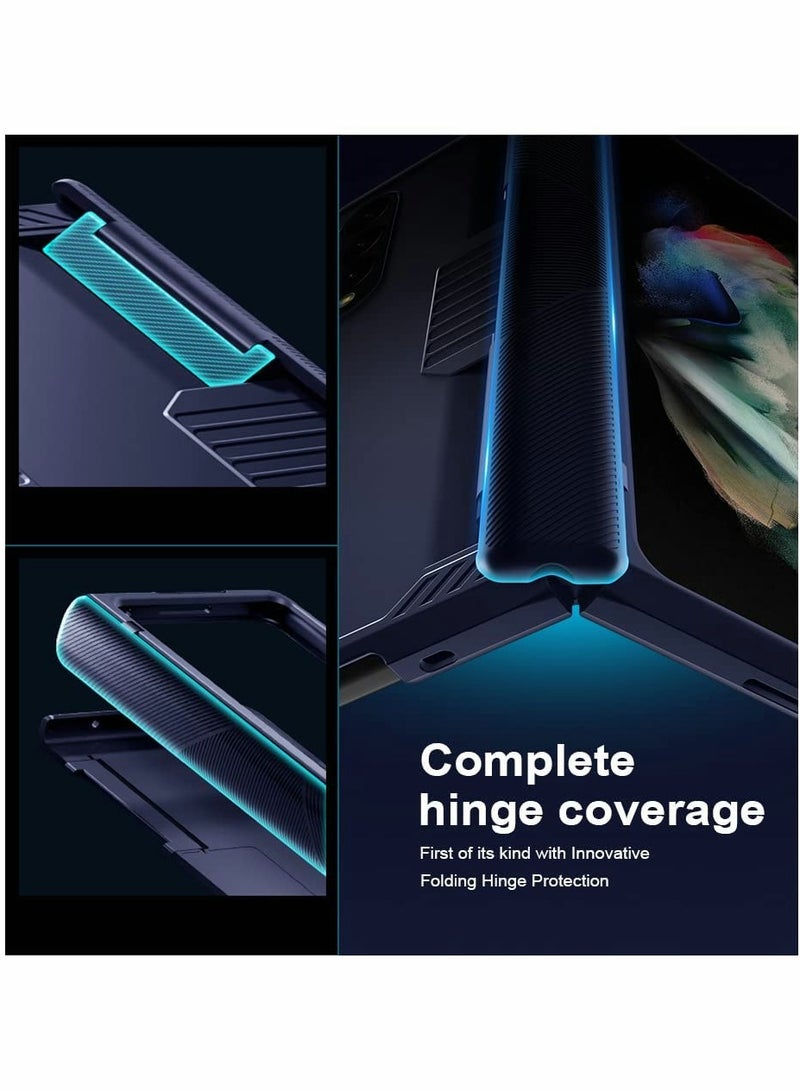 Excefore Case for Samsung Galaxy Z Fold 3 Case, Hinge-Protection Z Fold 3 Case with Heavy Duty Armor,Shockproof Durable Cover for Samsung Z Fold 3 case (Blue） - Image 5