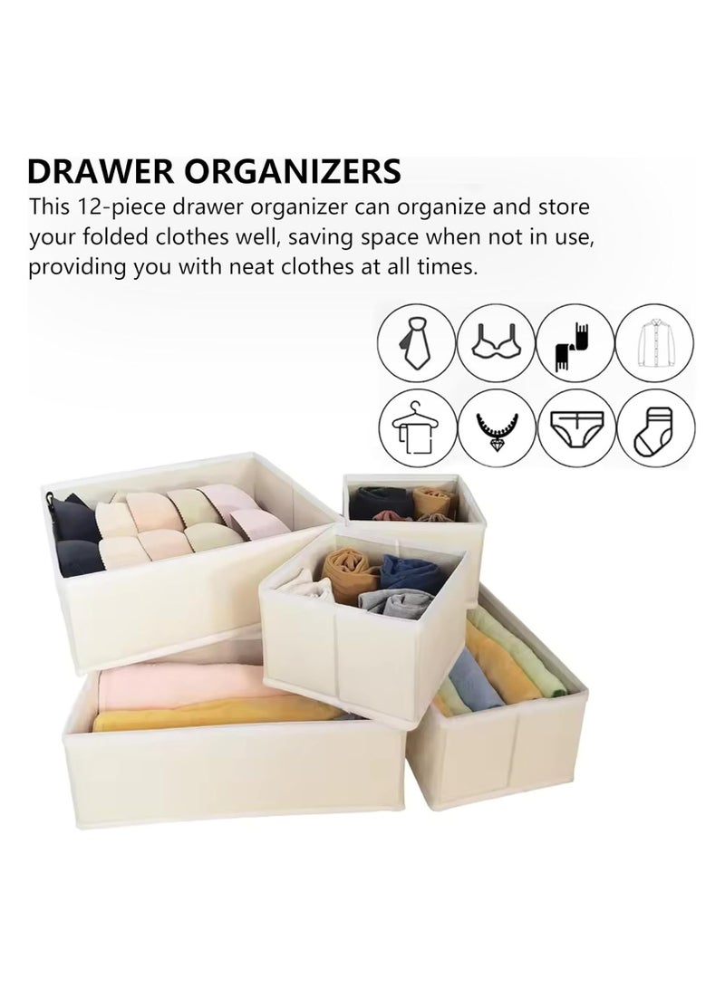 DAMAL 12 Pieces Storage Organiser, Foldable Wardrobe Drawer Storage Organiser Storage Box for Clothes, Bra, Underwear, Pants, Panties etc. - Image 3