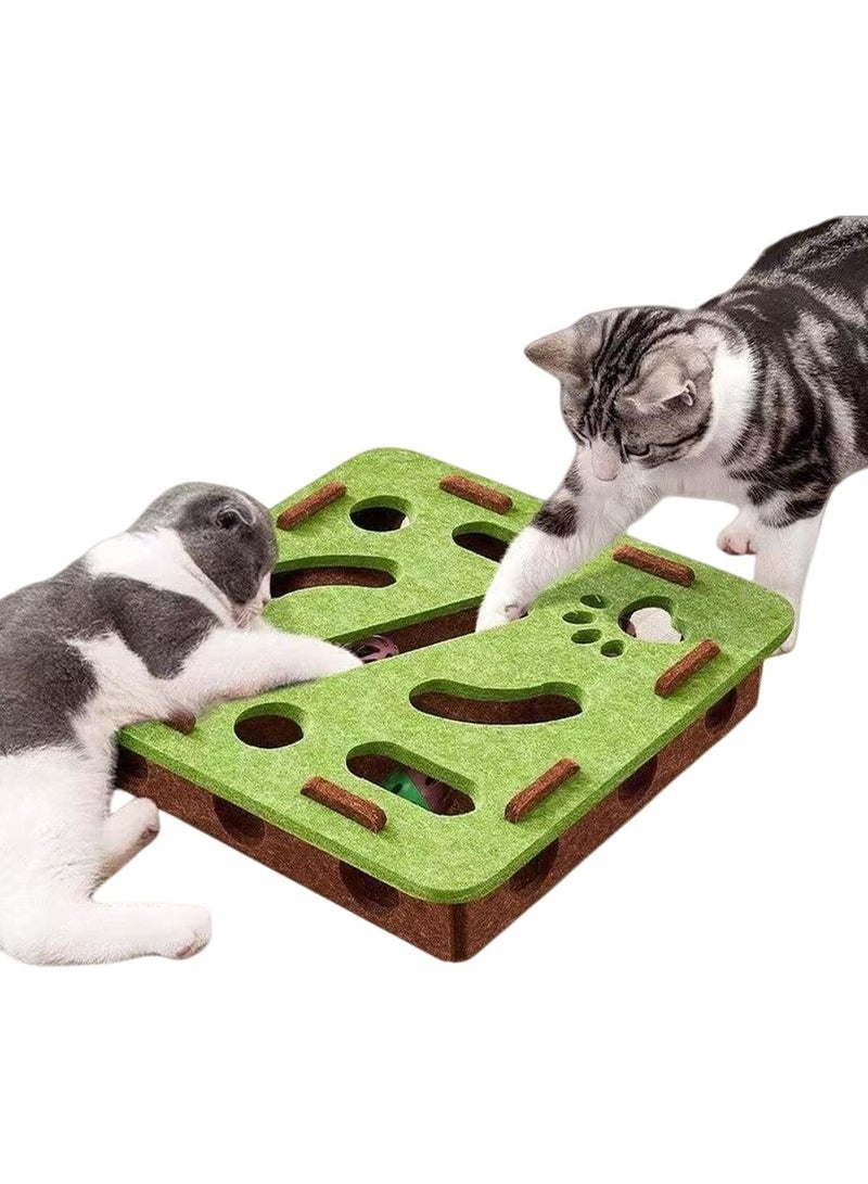 Bukela Green Felt Cat Scratcher Box with Interactive Ball, Cat Nail File Enrichment Toy, Indoor Hunting Play Toy for Indoor Cats Kittens - Image 1