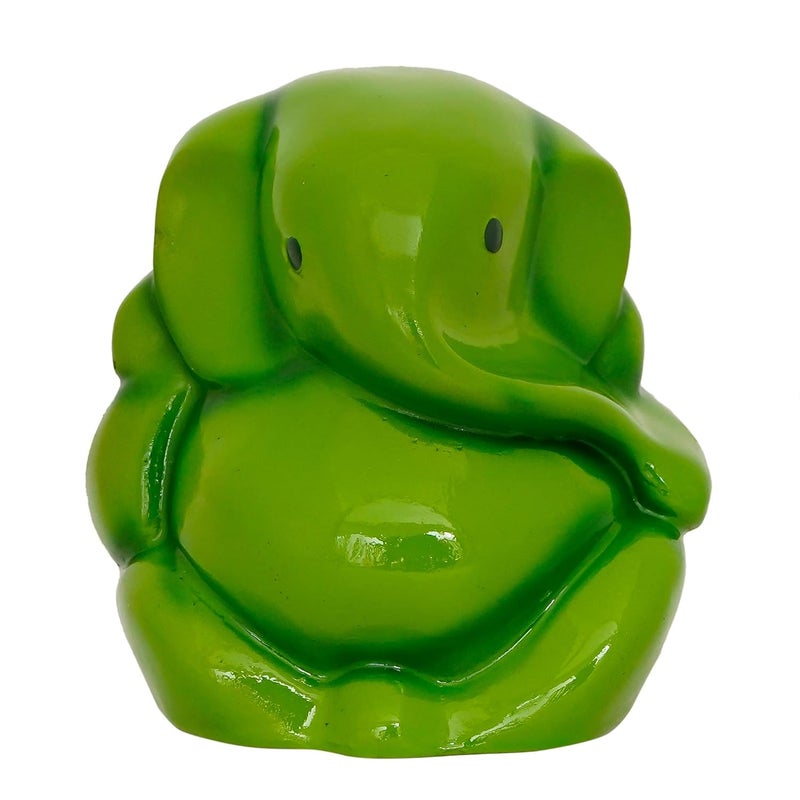 Discount ARA Lord Ganesha Statue for Home Decor and Office Festival Gifts Idol for Gifts Environmental Ganpati Bappa Idol Green Height 4 Inch X Length 4 Inch - Image 2
