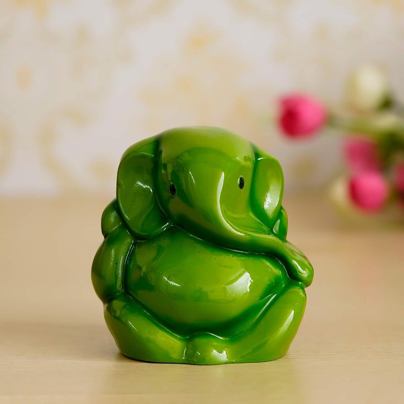 Discount ARA Lord Ganesha Statue for Home Decor and Office Festival Gifts Idol for Gifts Environmental Ganpati Bappa Idol Green Height 4 Inch X Length 4 Inch - Image 1