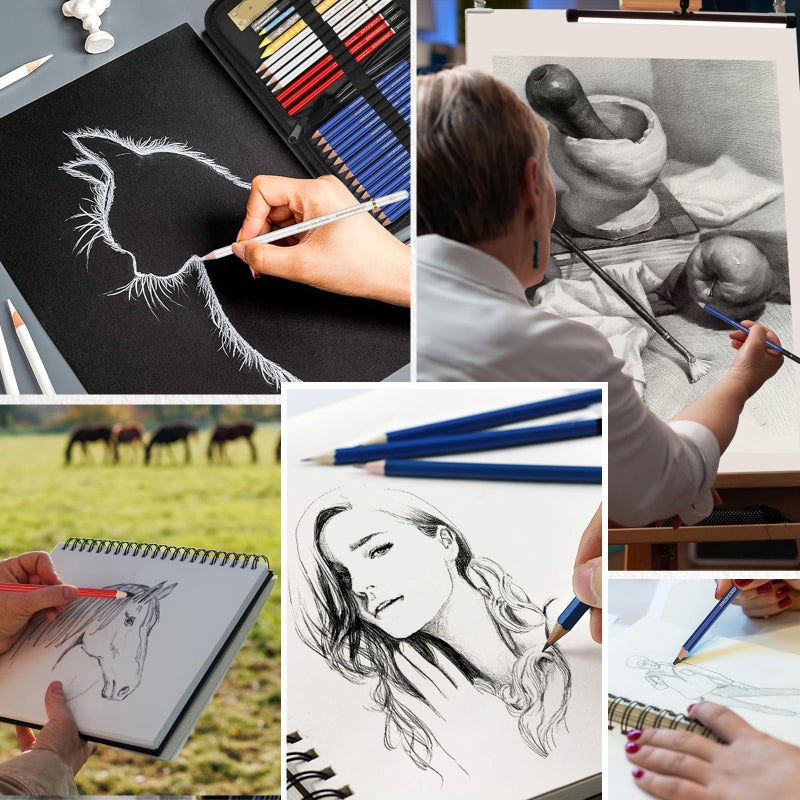Daerthotk طقم رسم دايرثوتك 53 قطعة، مجموعة أقلام رسم مع أدوات خلط، أقلام رسم للفنانين البالغين والمبتدئين والعائلة والأصدقاء - Image 4