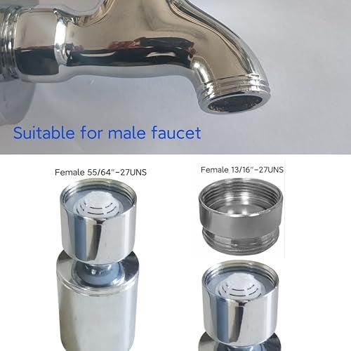 BOARNE Big Angle Rotate Kitchen Sink Faucet Aerator,kitchen faucet nozzle aerator,faucet extender, 360 degree swivel sprayer for sink tap head.(80° Angle 3 adapters) - Image 4