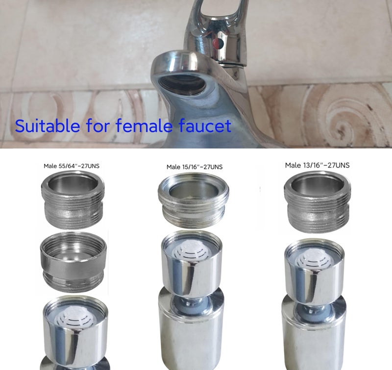 BOARNE Big Angle Rotate Kitchen Sink Faucet Aerator,kitchen faucet nozzle aerator,faucet extender, 360 degree swivel sprayer for sink tap head.(80° Angle 3 adapters) - Image 3