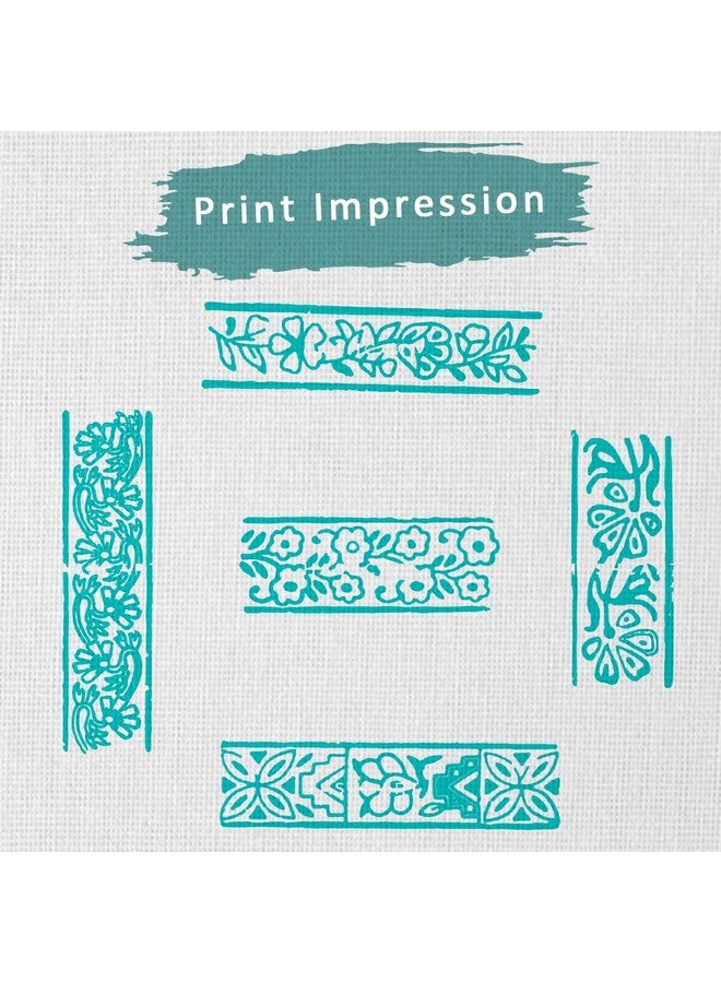 Hashcart Hashcart Border Shaped Wooden Printing Stamps - Block Printing Stamps for Textile, Fabric, Tote Bags, Kids Craft Activity, Wood Hand Blocks for Saree Border - Set of 5  - Image 3