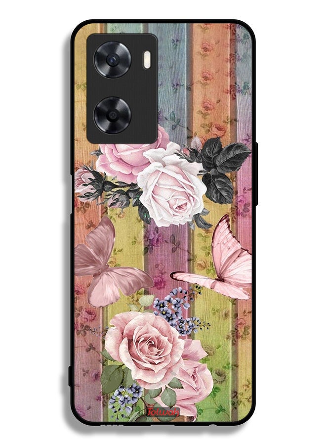 Tolwak Oppo A77s Protective Case Cover Peach Butterflies And Roses - Image 2