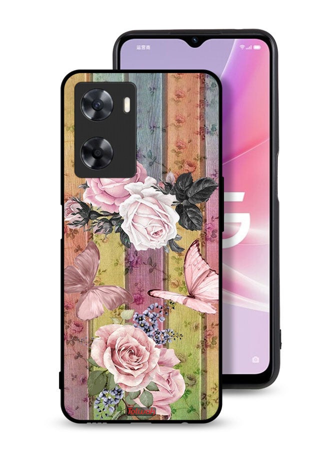 Tolwak Oppo A77s Protective Case Cover Peach Butterflies And Roses - Image 1