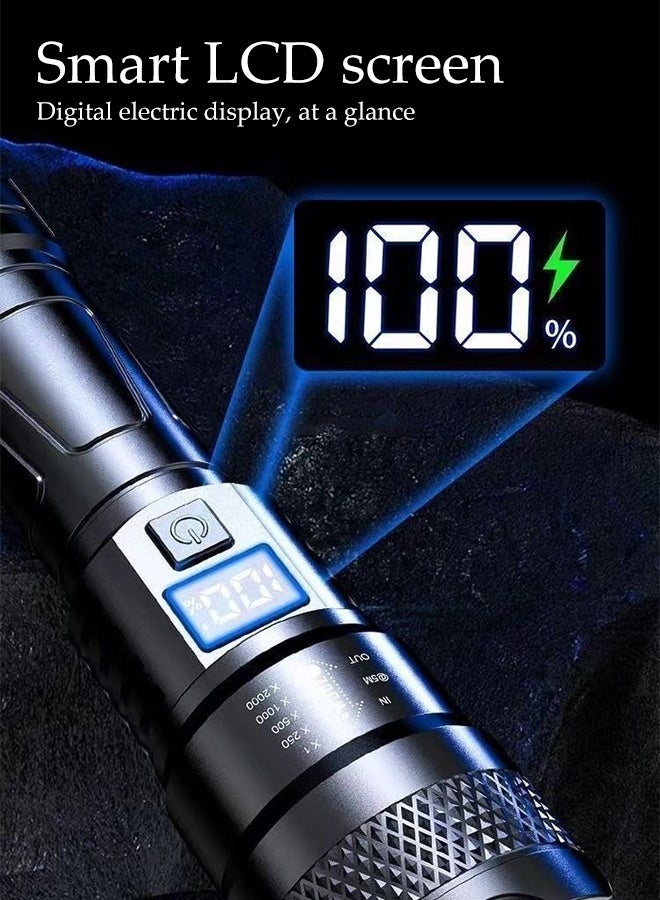 DUNISO Rechargeable LED Flashlights Super Bright Adjustable Focus Waterproof Torch Light 5 Lighting Modes LCD Battery Level Display with Long Battery Life Pocket Size Torch for Power Cuts, Emergency, Camping, Hiking, Outdoor - Image 5